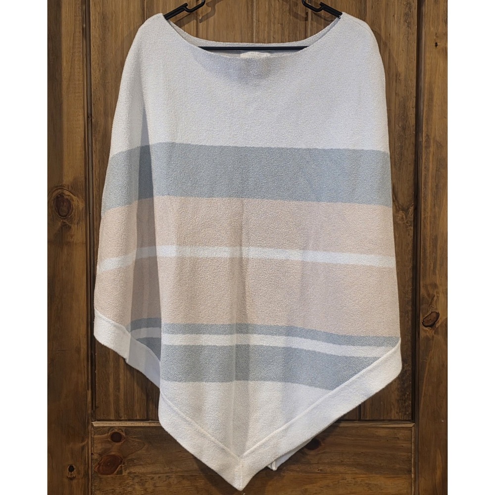 Barefoot Dreams Ocean Breeze Soft Cozy Poncho Women's One Size White Pink Blue